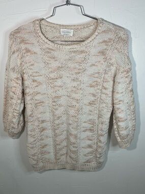 Vintage Cottagecore Pastel Peach Geomotric Print Knit Sweater